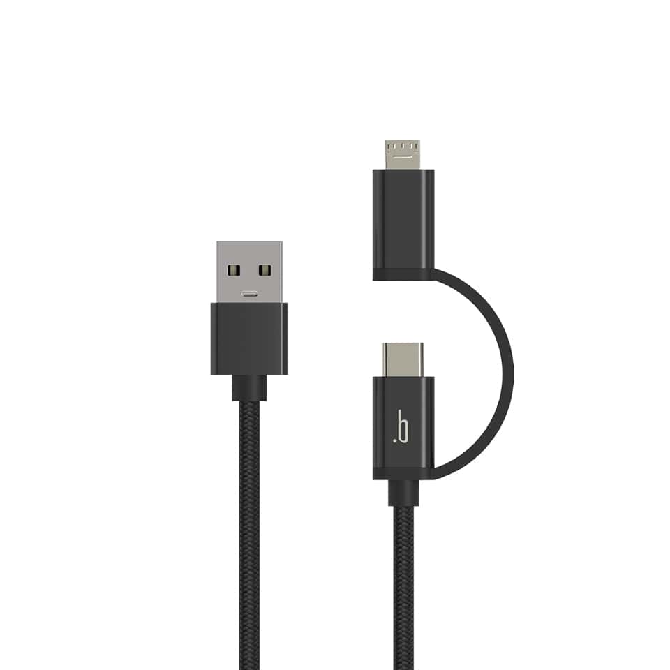 2m USB to Type-C with micro-USB plug cable